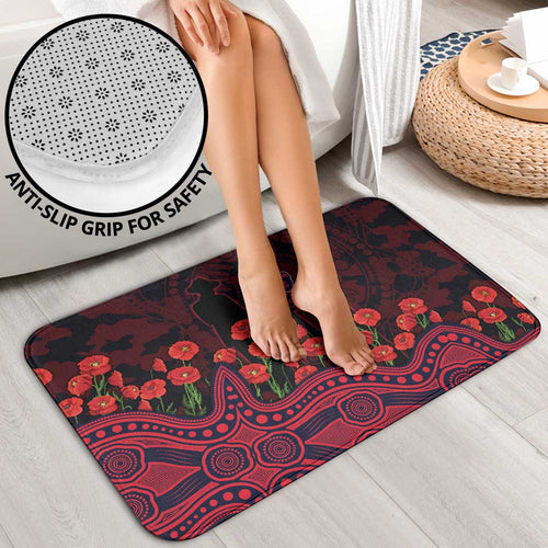 Melbourne Demons ANZAC Day Bathroom Set Indigenous Dot Art with Poppy Flower Tribute