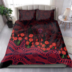 Melbourne Demons ANZAC Day Bedding Set Indigenous Dot Art with Poppy Flower Tribute