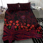 Melbourne Demons ANZAC Day Bedding Set Indigenous Dot Art with Poppy Flower Tribute