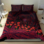 Melbourne Demons ANZAC Day Bedding Set Indigenous Dot Art with Poppy Flower Tribute