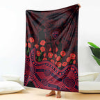 Melbourne Demons ANZAC Day Blanket Indigenous Dot Art with Poppy Flower Tribute