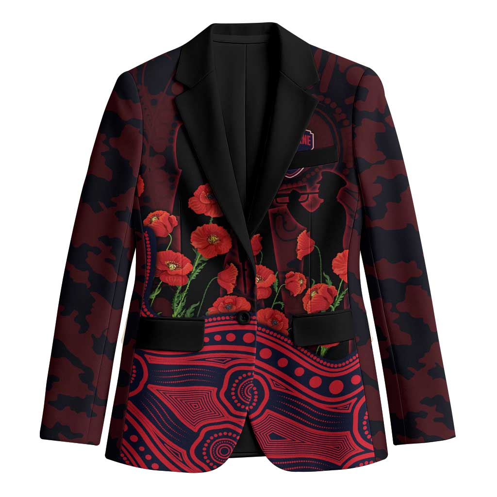 Melbourne Demons ANZAC Day Blazer Indigenous Dot Art with Poppy Flower Tribute