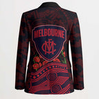 Melbourne Demons ANZAC Day Blazer Indigenous Dot Art with Poppy Flower Tribute