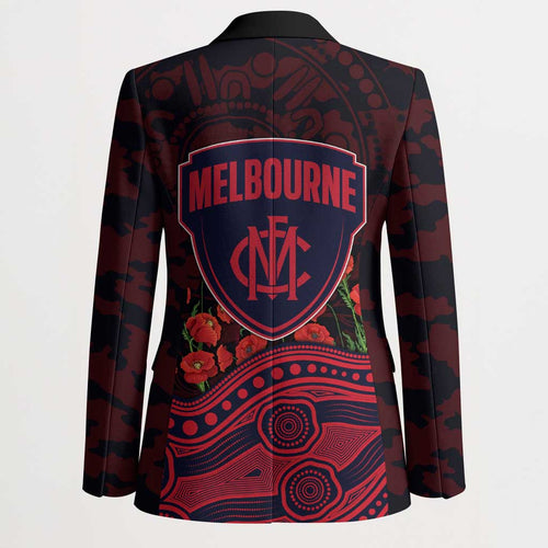 Melbourne Demons ANZAC Day Blazer Indigenous Dot Art with Poppy Flower Tribute