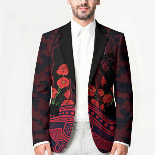 Melbourne Demons ANZAC Day Blazer Indigenous Dot Art with Poppy Flower Tribute