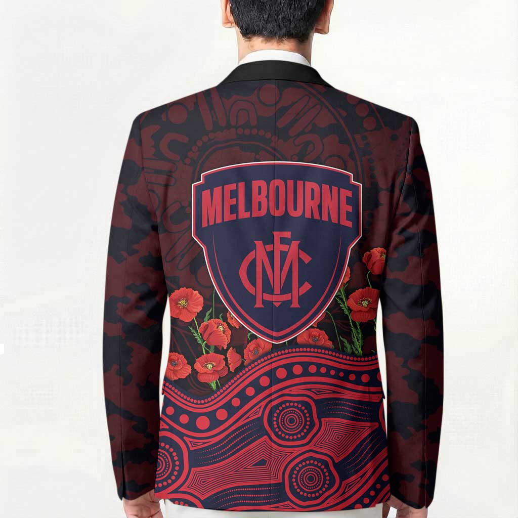 Melbourne Demons ANZAC Day Blazer Indigenous Dot Art with Poppy Flower Tribute
