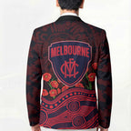 Melbourne Demons ANZAC Day Blazer Indigenous Dot Art with Poppy Flower Tribute