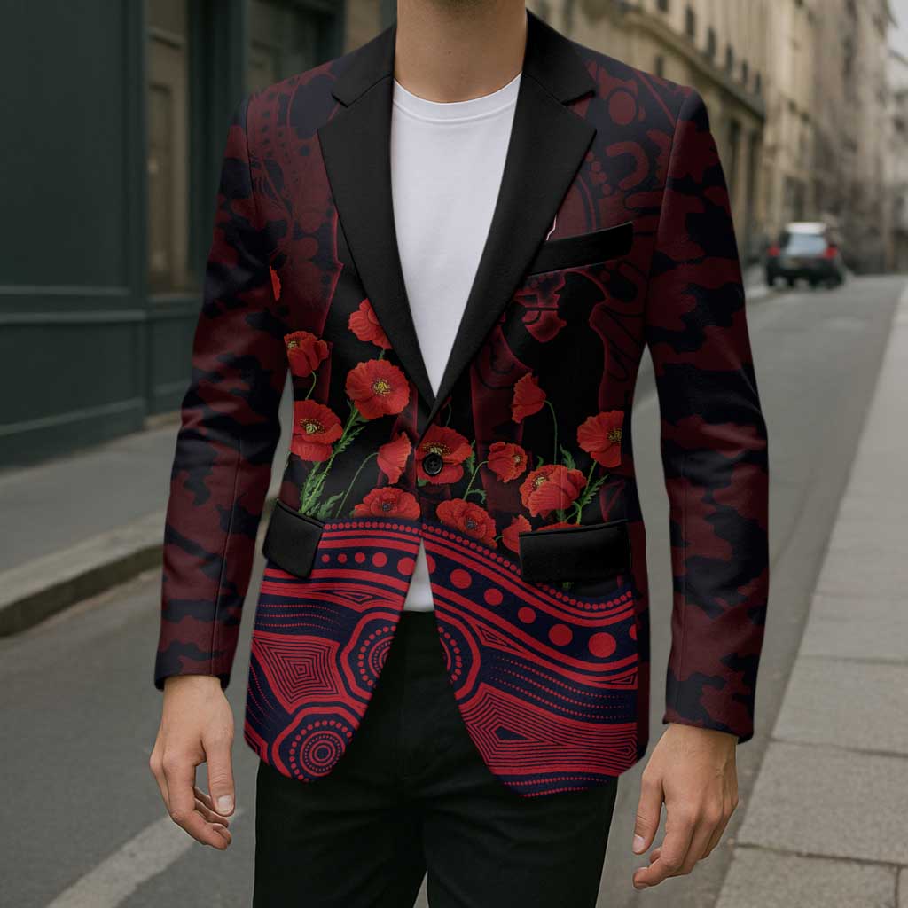 Melbourne Demons ANZAC Day Blazer Indigenous Dot Art with Poppy Flower Tribute