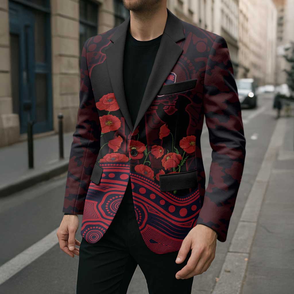 Melbourne Demons ANZAC Day Blazer Indigenous Dot Art with Poppy Flower Tribute
