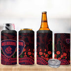 Melbourne Demons ANZAC Day 4 in 1 Can Cooler Tumbler Indigenous Dot Art with Poppy Flower Tribute