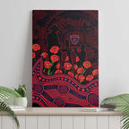 Melbourne Demons ANZAC Day Canvas Wall Art Indigenous Dot Art with Poppy Flower Tribute