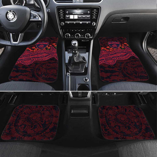 Melbourne Demons ANZAC Day Car Mats Indigenous Dot Art with Poppy Flower Tribute