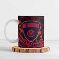 Melbourne Demons ANZAC Day Ceramic Mug Indigenous Dot Art with Poppy Flower Tribute