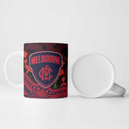 Melbourne Demons ANZAC Day Ceramic Mug Indigenous Dot Art with Poppy Flower Tribute