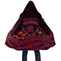 Melbourne Demons ANZAC Day Cloak Indigenous Dot Art with Poppy Flower Tribute