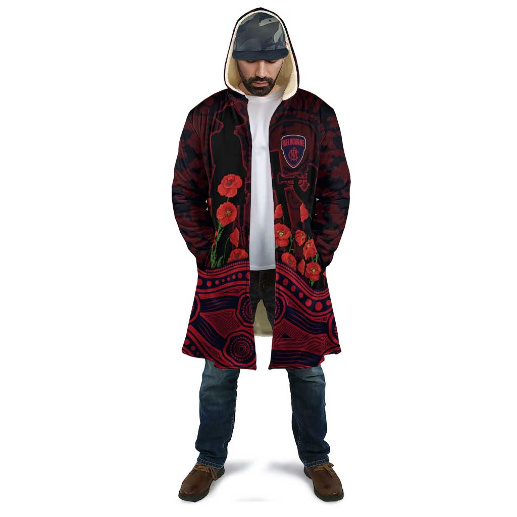 Melbourne Demons ANZAC Day Cloak Indigenous Dot Art with Poppy Flower Tribute