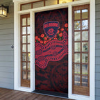 Melbourne Demons ANZAC Day Door Cover Indigenous Dot Art with Poppy Flower Tribute