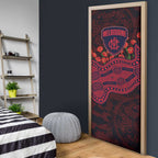 Melbourne Demons ANZAC Day Door Cover Indigenous Dot Art with Poppy Flower Tribute
