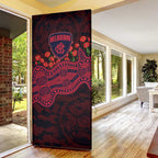 Melbourne Demons ANZAC Day Door Cover Indigenous Dot Art with Poppy Flower Tribute