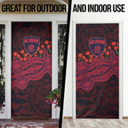 Melbourne Demons ANZAC Day Door Cover Indigenous Dot Art with Poppy Flower Tribute