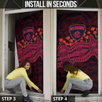 Melbourne Demons ANZAC Day Door Cover Indigenous Dot Art with Poppy Flower Tribute