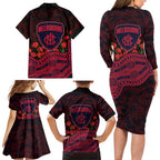 Melbourne Demons ANZAC Day Family Matching Long Sleeve Bodycon Dress and Hawaiian Shirt Indigenous Dot Art with Poppy Flower Tribute