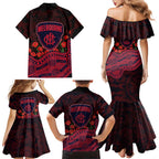 Melbourne Demons ANZAC Day Family Matching Mermaid Dress and Hawaiian Shirt Indigenous Dot Art with Poppy Flower Tribute