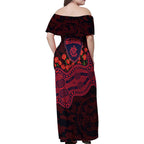 Melbourne Demons ANZAC Day Family Matching Off Shoulder Maxi Dress and Hawaiian Shirt Indigenous Dot Art with Poppy Flower Tribute