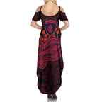 Melbourne Demons ANZAC Day Family Matching Summer Maxi Dress and Hawaiian Shirt Indigenous Dot Art with Poppy Flower Tribute