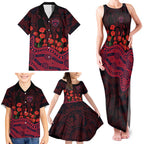 Melbourne Demons ANZAC Day Family Matching Tank Maxi Dress and Hawaiian Shirt Indigenous Dot Art with Poppy Flower Tribute