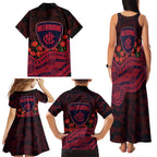 Melbourne Demons ANZAC Day Family Matching Tank Maxi Dress and Hawaiian Shirt Indigenous Dot Art with Poppy Flower Tribute