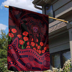 Melbourne Demons ANZAC Day Garden Flag Indigenous Dot Art with Poppy Flower Tribute
