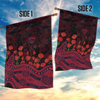 Melbourne Demons ANZAC Day Garden Flag Indigenous Dot Art with Poppy Flower Tribute