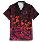 Melbourne Demons ANZAC Day Hawaiian Shirt Indigenous Dot Art with Poppy Flower Tribute