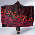 Melbourne Demons ANZAC Day Hooded Blanket Indigenous Dot Art with Poppy Flower Tribute