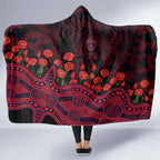 Melbourne Demons ANZAC Day Hooded Blanket Indigenous Dot Art with Poppy Flower Tribute