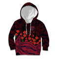 Melbourne Demons ANZAC Day Kid Hoodie Indigenous Dot Art with Poppy Flower Tribute