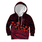 Melbourne Demons ANZAC Day Kid Hoodie Indigenous Dot Art with Poppy Flower Tribute
