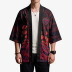 Melbourne Demons ANZAC Day Kimono Indigenous Dot Art with Poppy Flower Tribute