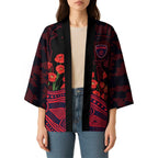 Melbourne Demons ANZAC Day Kimono Indigenous Dot Art with Poppy Flower Tribute