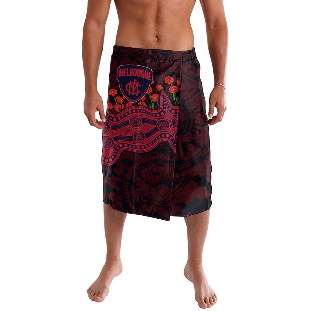 Melbourne Demons ANZAC Day Lavalava Indigenous Dot Art with Poppy Flower Tribute