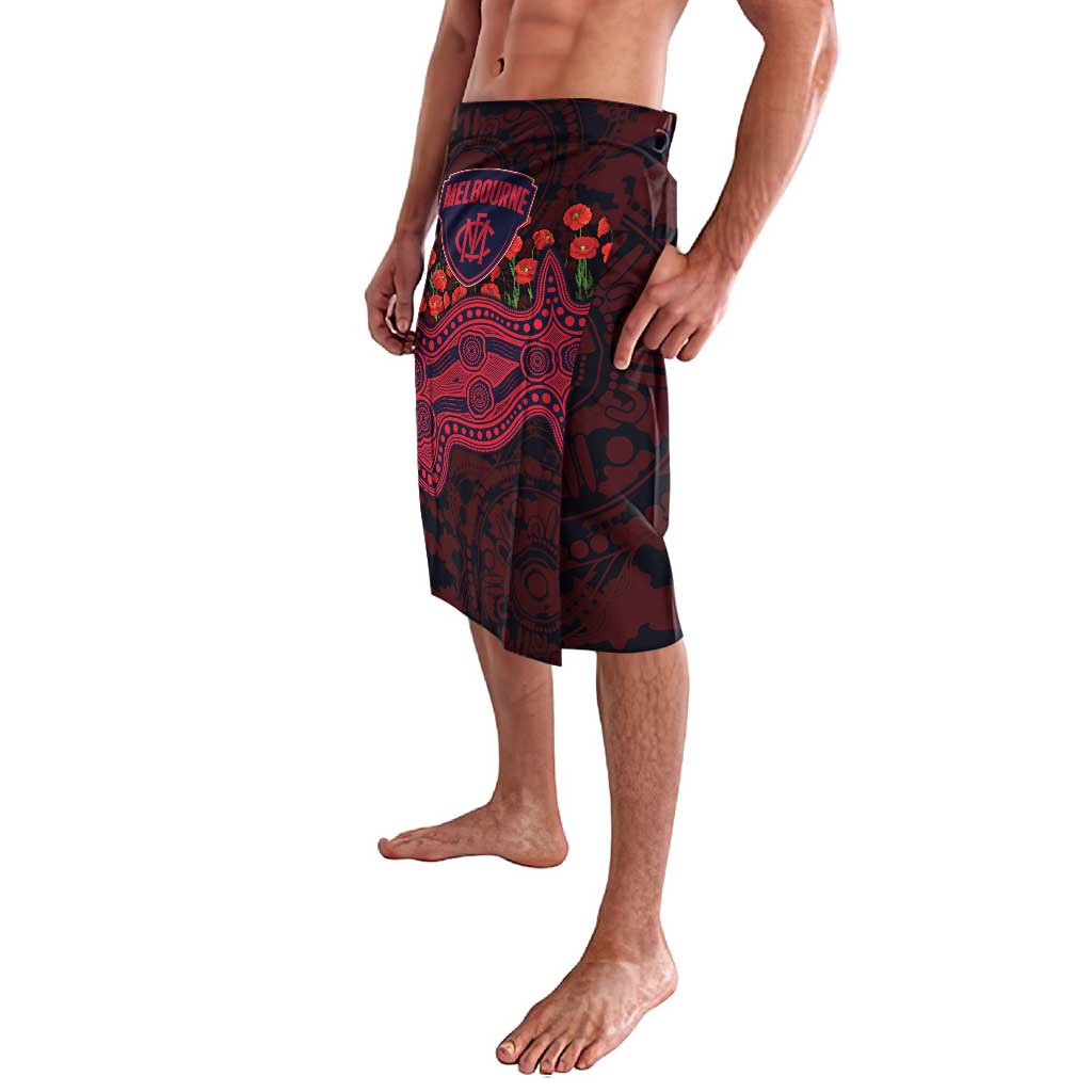 Melbourne Demons ANZAC Day Lavalava Indigenous Dot Art with Poppy Flower Tribute