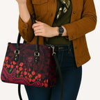 Melbourne Demons ANZAC Day Leather Bag Indigenous Dot Art with Poppy Flower Tribute