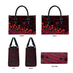 Melbourne Demons ANZAC Day Leather Bag Indigenous Dot Art with Poppy Flower Tribute