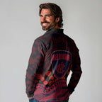 Melbourne Demons ANZAC Day Long Sleeve Polo Shirt Indigenous Dot Art with Poppy Flower Tribute