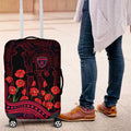 Melbourne Demons ANZAC Day Luggage Cover Indigenous Dot Art with Poppy Flower Tribute