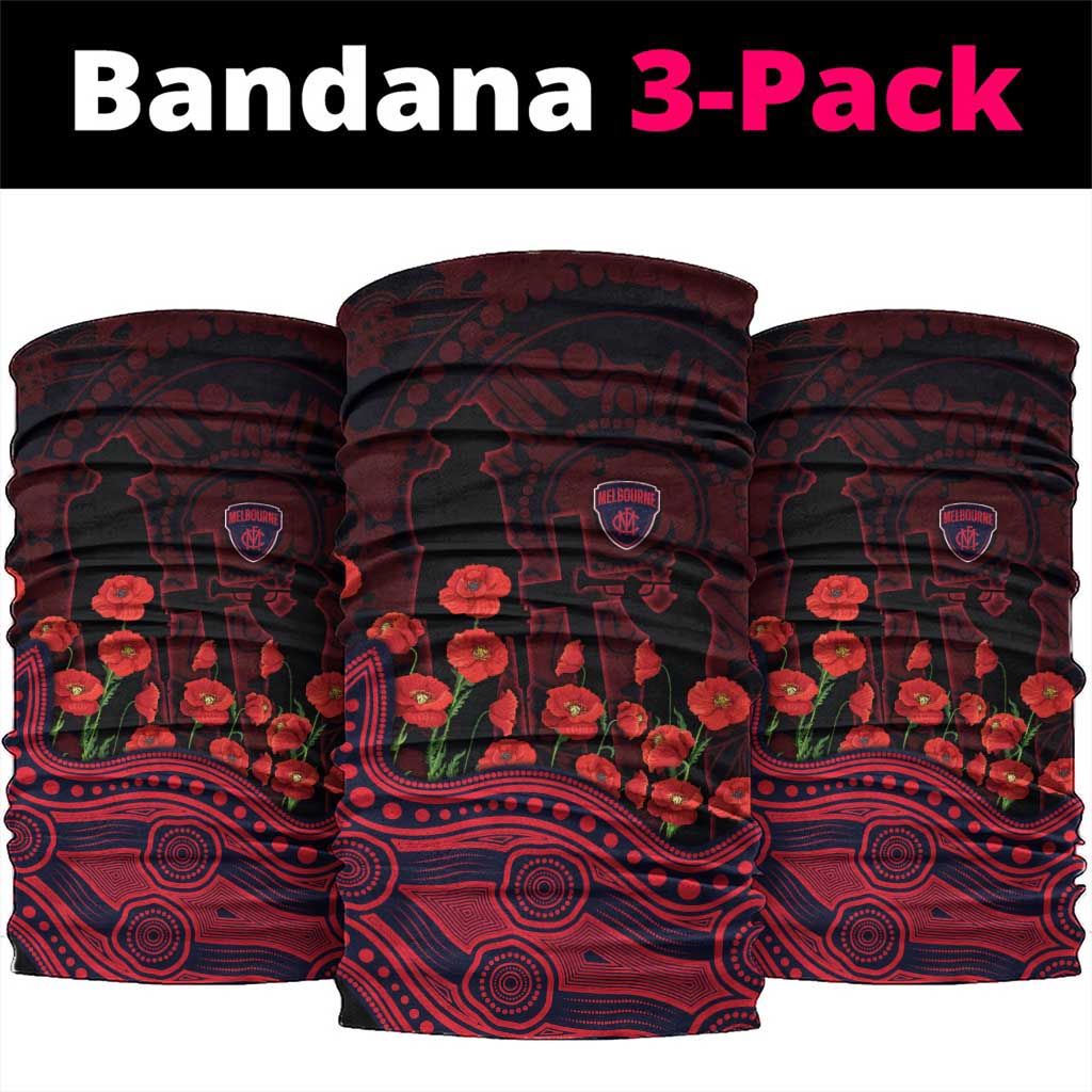 Melbourne Demons ANZAC Day Neck Gaiter Indigenous Dot Art with Poppy Flower Tribute