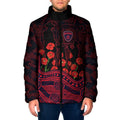 Melbourne Demons ANZAC Day Padded Jacket Indigenous Dot Art with Poppy Flower Tribute
