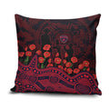 Melbourne Demons ANZAC Day Pillow Cover Indigenous Dot Art with Poppy Flower Tribute