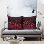 Melbourne Demons ANZAC Day Pillow Cover Indigenous Dot Art with Poppy Flower Tribute